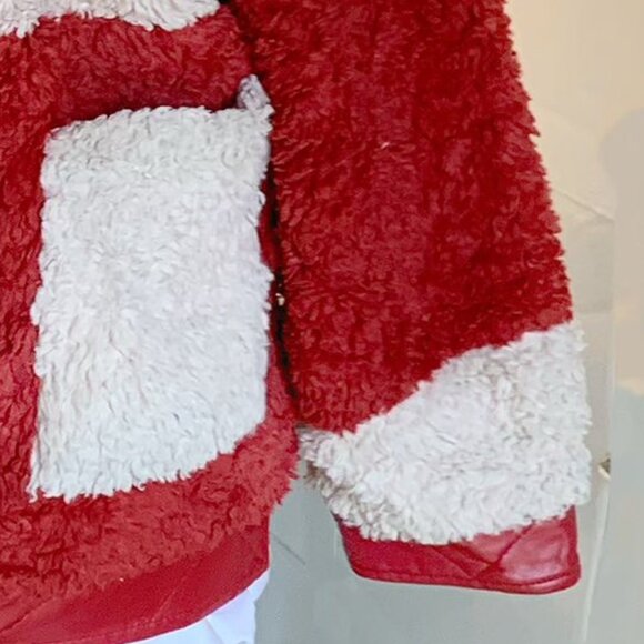 Cozy Red White Sherpa Teddy Jacket - Picture 4 of 4